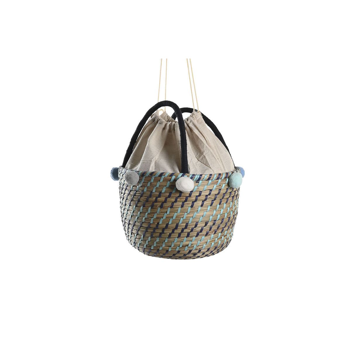 Kurvesæt DKD Home Decor Pomponer 43 x 43 x 43 cm